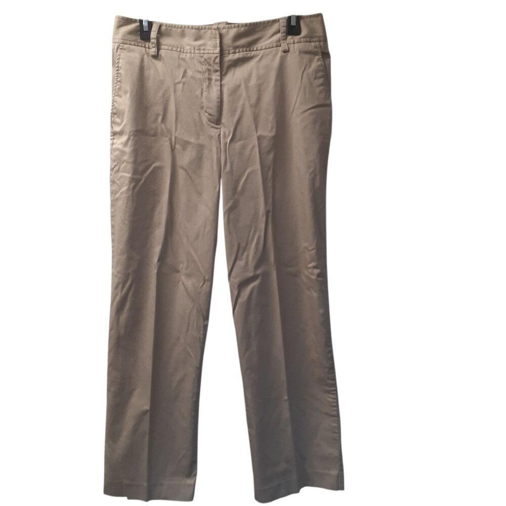 Liz Claiborne Audra Womens Straight Leg Pants Size 12S Beige Cotton Blend